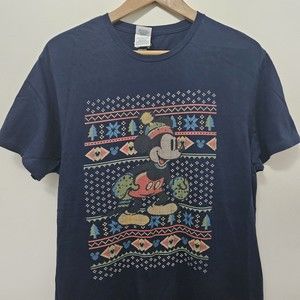 DELTA SOFT Men's Navy Blue Mickey Mouse Graphic Print Fail Isle Size L